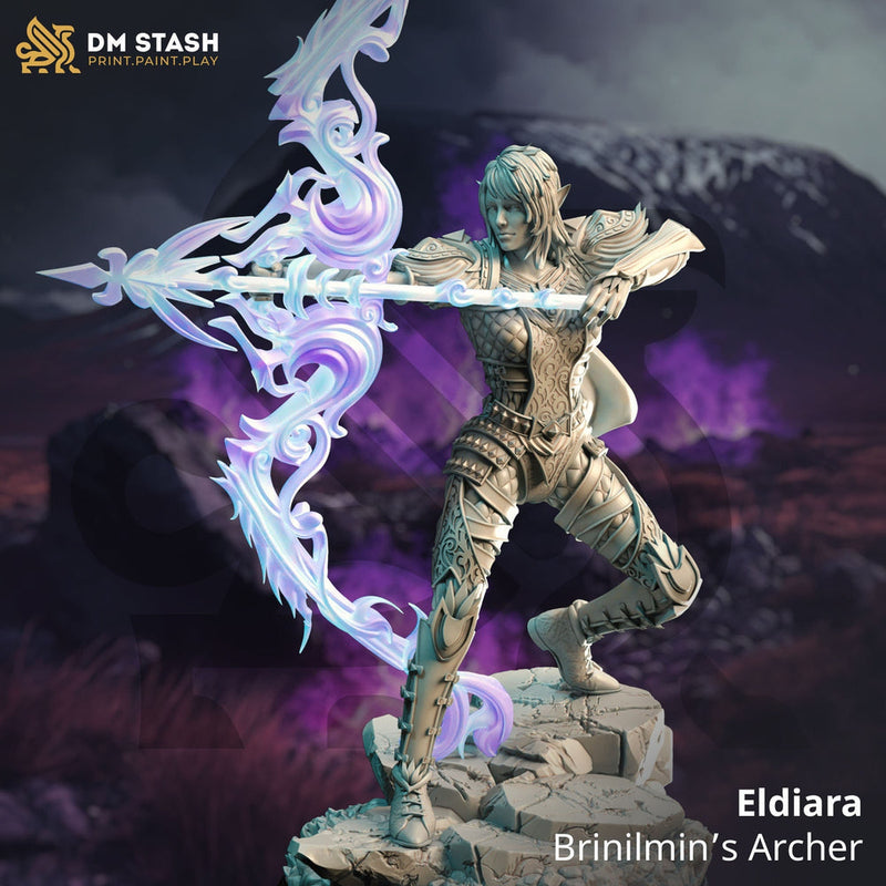 Female Elf Fighter Ranger Sharpshooter | Miniature | 28mm, 32mm, 75mm, 100mm Scales | Pathfinder Figure | DnD | Figurine unpainted - Only-Games