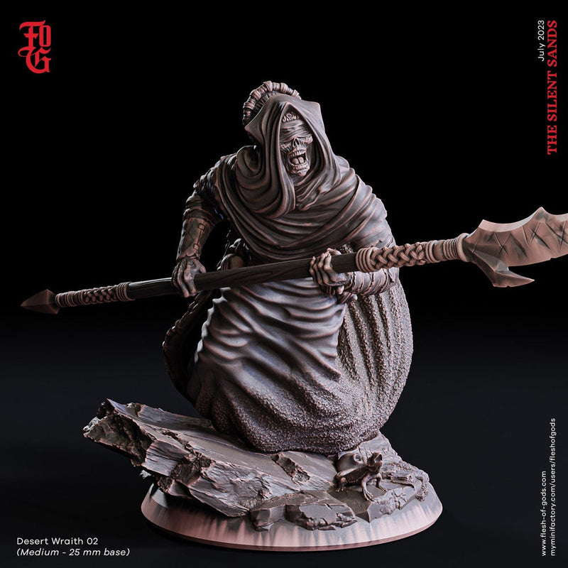 Desert Wraith Incorporeal Undead Lich Monster Miniature | 28mm,32mm,54mm,75mm,100mm Scale | Figurine D&D 5e | Flesh of Gods - Only-Games