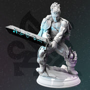 Male Barbarian Kensai | Resin Miniature | 28mm, 32mm, 54mm, 75mm, 100mm Scales | Pathfinder Figure | DnD | Figurine unpainted | - Only-Games