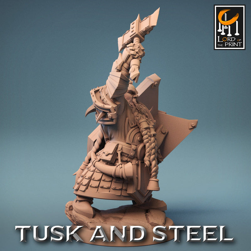 Dwarf Fighter Paladin Axe & Shield Unpainted Model | 28mm, 32mm,54mm,75mm,100mm Scales | Dungeons and Dragons Pathfinder Lord of The Print - Only-Games
