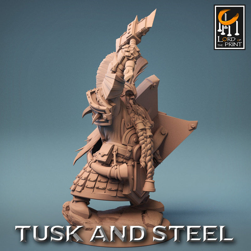 Dwarf Fighter Paladin Axe & Shield Unpainted Model | 28mm, 32mm,54mm,75mm,100mm Scales | Dungeons and Dragons Pathfinder Lord of The Print - Only-Games