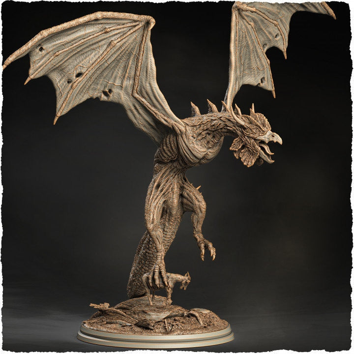 Gargantuan Cockatrice Dragon Miniature | Available in 28mm & 32mm Sizes 215mm High | Dragon Statue | Figurine | Dungeons and Dragons 5e - Only-Games