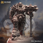 Orc Chief Fighter Barbarian with Battle Axe Miniature | 28mm,32mm,54mm,75mm,100mm Scales | Dungeons and Dragons Pathfinder | DM Stash - Only-Games