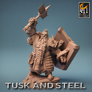 Dwarf Fighter Paladin Axe & Shield Unpainted Model | 28mm, 32mm,54mm,75mm,100mm Scales | Dungeons and Dragons Pathfinder Lord of The Print - Only-Games