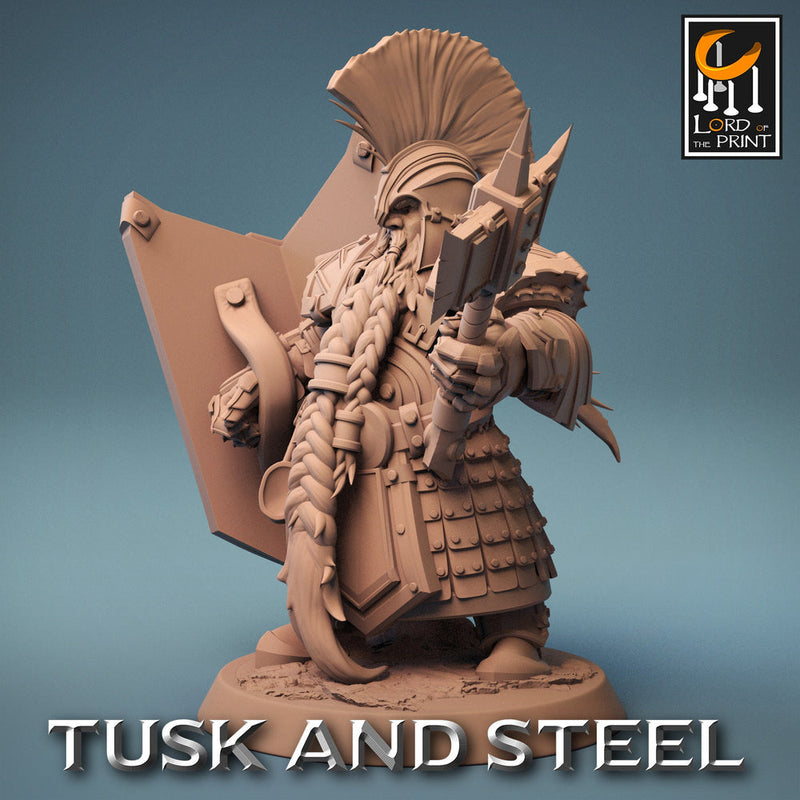 Dwarf Fighter Paladin Axe & Shield Unpainted Model | 28mm, 32mm,54mm,75mm,100mm Scales | Dungeons and Dragons Pathfinder Lord of The Print - Only-Games