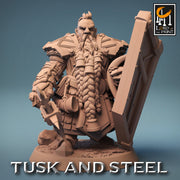 Dwarf Fighter Paladin Axe & Shield Unpainted Model | 28mm, 32mm,54mm,75mm,100mm Scales | Dungeons and Dragons Pathfinder Lord of The Print - Only-Games