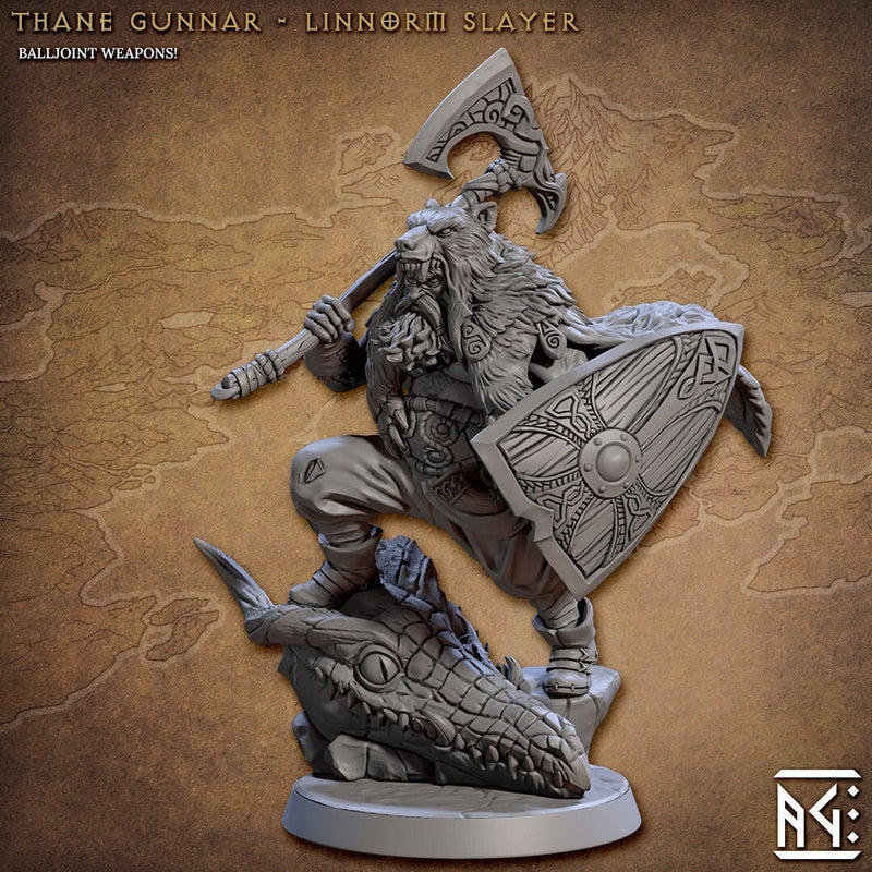 Northman Thane Fighter Barbarian model | 28mm, 32mm, 54mm,75mm Scale Resin Miniature Dungeons and Dragons D&D Pathfinder | Artisan Guild - Only-Games
