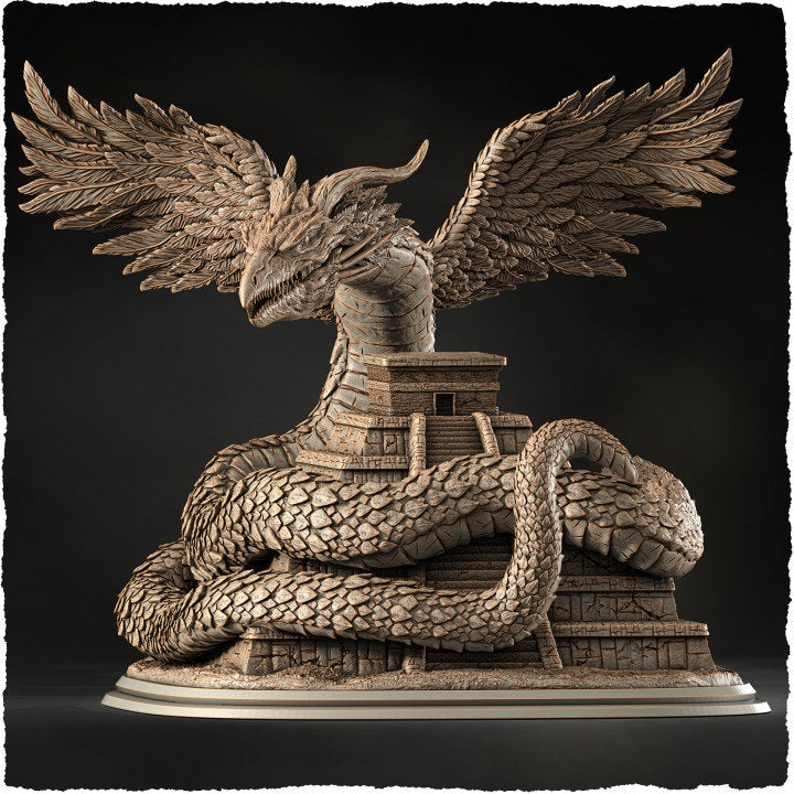 Gargantuan Quetzalcoatl Flying Snake God Miniature | 28mm & 32mm Sizes 130mm High | Aztec God Statue | Figurine | Dungeons and Dragons 5e - Only-Games