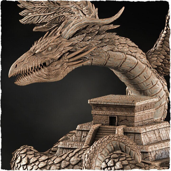Gargantuan Quetzalcoatl Flying Snake God Miniature | 28mm & 32mm Sizes 130mm High | Aztec God Statue | Figurine | Dungeons and Dragons 5e - Only-Games