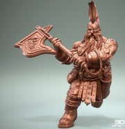 Dwarf Fighter Barbarian Axe Unpainted Figure | 28mm, 32mm,54mm,75mm,100mm Scales | Dungeons and Dragons Pathfinder | 3DArtGuy - Only-Games