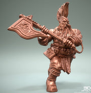 Dwarf Fighter Barbarian Axe Unpainted Figure | 28mm, 32mm,54mm,75mm,100mm Scales | Dungeons and Dragons Pathfinder | 3DArtGuy - Only-Games