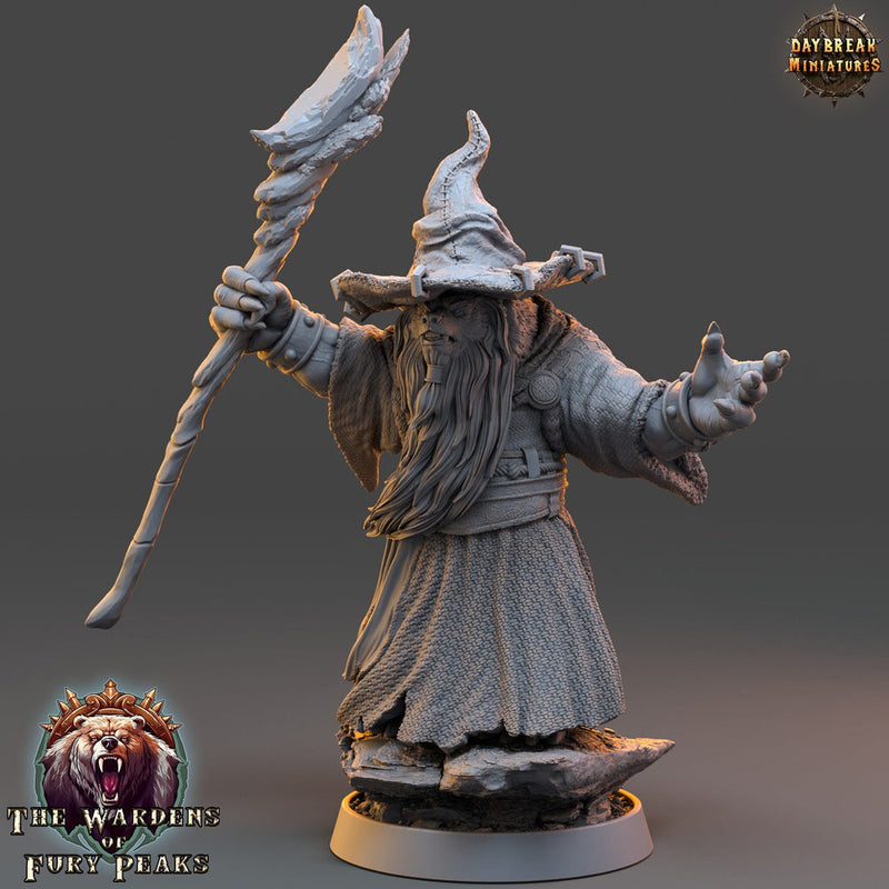 BearFolk Werebear Wizard with Staff | Scales: 28mm, 32mm,54mm,75mm | D&D 5e Megaboss | Dungeons and Dragons |Pathfinder| Daybreak Miniatures - Only-Games