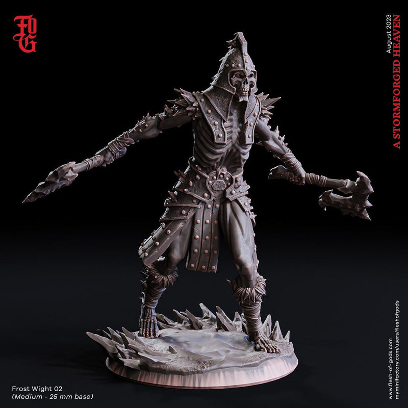 Undead Wight Death Knight Monster with 2 Axes Miniature | 28mm,32mm,54mm,75mm,100mm Scale |Figurine D&D 5e |Pathfinder Undead| Flesh of Gods - Only-Games