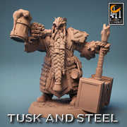 Dwarf Fighter Paladin Beer & Hammer Unpainted Model | 28mm, 32mm,54mm,75mm,100mm Scales | Dungeons and Dragons Pathfinder Lord of The Print - Only-Games