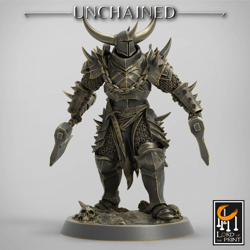 Fighter Dual Axes, Light Soldier, Oathbreaker Paladin, Unpainted Miniature| 28mm, 32mm,54mm,75mm,100mm Scales |Dungeons & Dragons Pathfinder - Only-Games