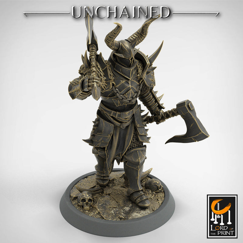 Fighter Dual Axes, Light Soldier, Oathbreaker Paladin, Unpainted Miniature| 28mm, 32mm,54mm,75mm,100mm Scales |Dungeons & Dragons Pathfinder - Only-Games