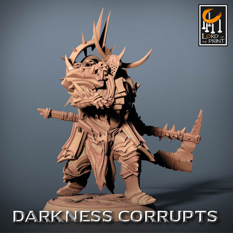 Fighter Great Axe, Oathbreaker Paladin,  Unpainted Miniature | 28mm, 32mm,54mm,75mm,100mm Scales | Dungeons and Dragons | Pathfinder | - Only-Games