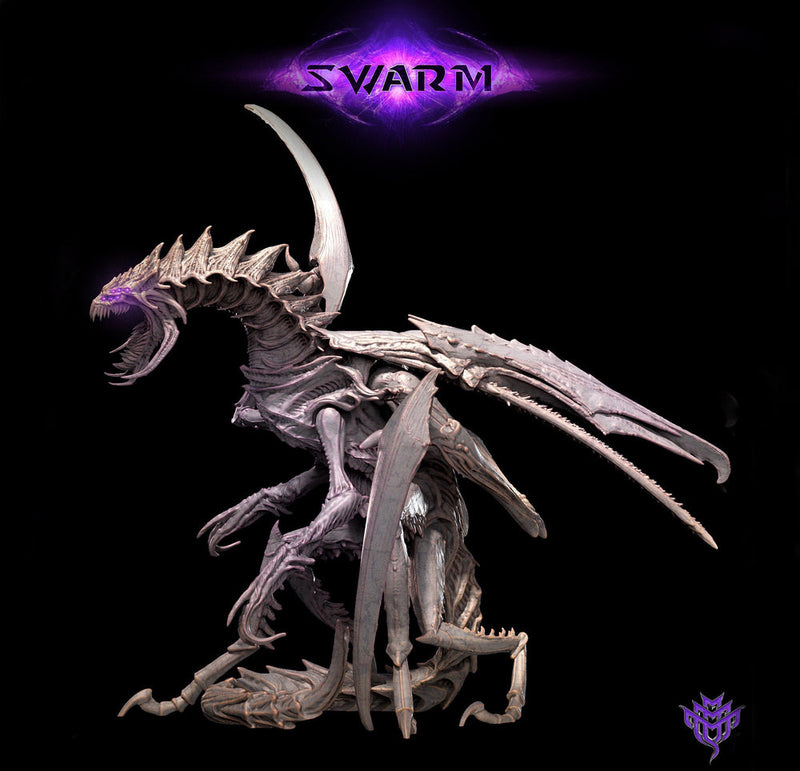 Insectoid Dragon Sci-Fi or D&D miniature | Sizes 50mm,60mm, 75mm,100mm Base Size | Dungeons and Dragons | Pathfinder | Mini Monster Mayhem - Only-Games