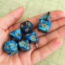Black and Blue Tie-Dye Dice Set
