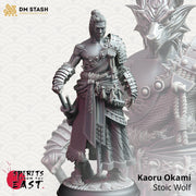Human Male Samurai Animal Armor Fighter Kensai Miniature | 28mm,32mm,54mm,75mm,100mm Scales | Dungeons and Dragons Pathfinder | DM Stash - Only-Games