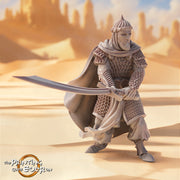 Human Ranger Fighter in Chainmail with Scimitar Unpainted Miniature | 28mm, 32mm, 54mm, 75mm, 100mm Scales | Pathfinder Figure |DnD Figurine - Only-Games