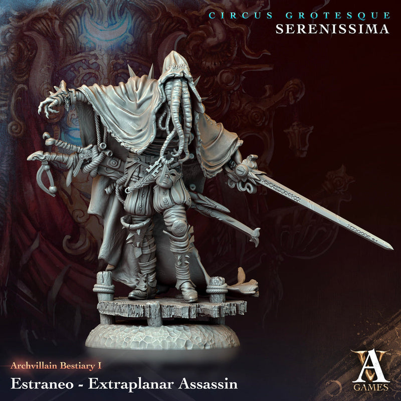 Mindflayer Assassin Fighter Adventurer PC / NPC  | 28mm,32mm,54mm,75mm, 100mm Scales | Dungeons and Dragons | Pathfinder | Battle Wizard - Only-Games