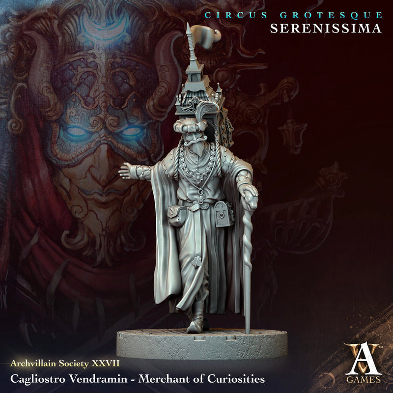 Merchant of Curiosities, Adventurer NPC | 28mm,32mm, 54mm,75mm,100mm Scales | Figure Mini- Minis -D&D 5e Pathfinder Figurine | Flesh of Gods - Only-Games