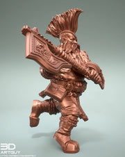 Dwarf Fighter Barbarian Axe Unpainted Figure | 28mm, 32mm,54mm,75mm,100mm Scales | Dungeons and Dragons Pathfinder | 3DArtGuy - Only-Games