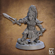 Female Gnome Fighter Rogue Two Swords | 28mm, 32mm, 54mm,75mm,100mm Scale Resin Miniature Dungeons and Dragons D&D Pathfinder |Artisan Guild - Only-Games