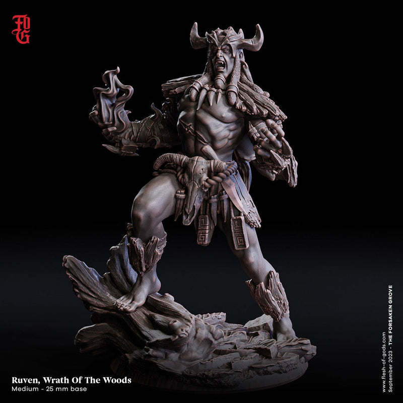 Tiefling, Druid, Wizard, Warlock, Sorcerer | 28mm,32mm,54mm,75mm,100mm Scales | Player Character Mini D&D Pathfinder Figurine |Flesh of Gods - Only-Games