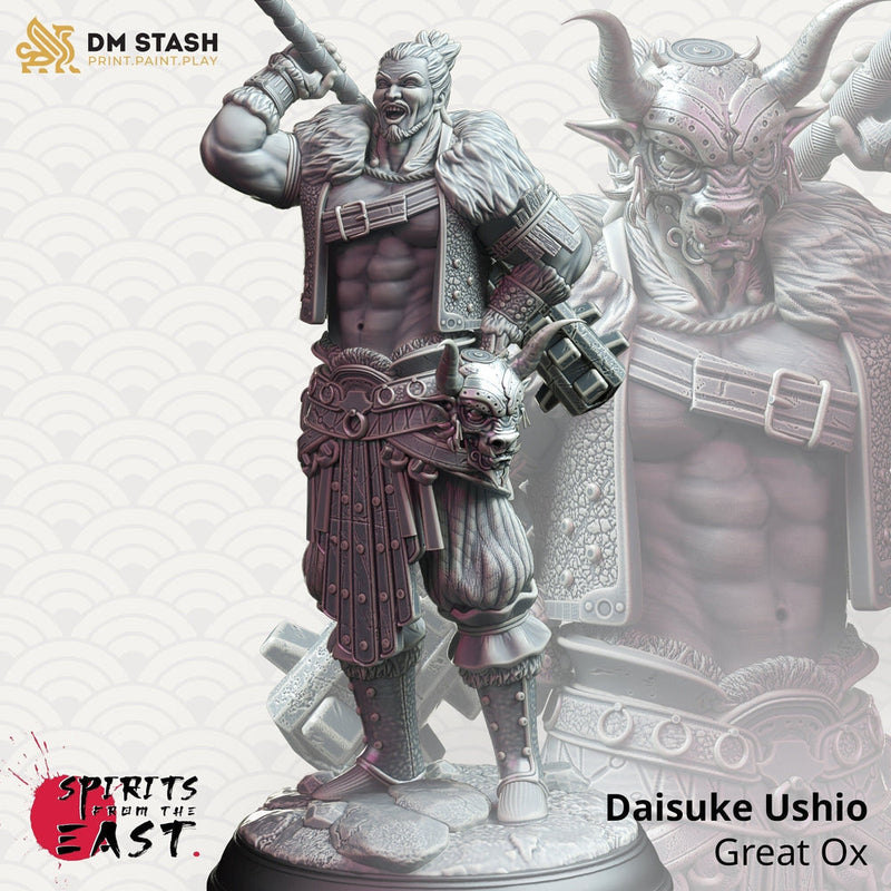 Human Male Barbarian Samurai also w/ Animal Armor | 28mm,32mm,54mm,75mm,100mm Scales Miniature | Dungeons and Dragons Pathfinder | DM Stash - Only-Games