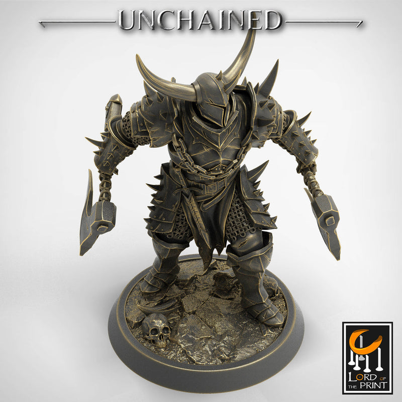Fighter Dual Axes, Light Soldier, Oathbreaker Paladin, Unpainted Miniature| 28mm, 32mm,54mm,75mm,100mm Scales |Dungeons & Dragons Pathfinder - Only-Games
