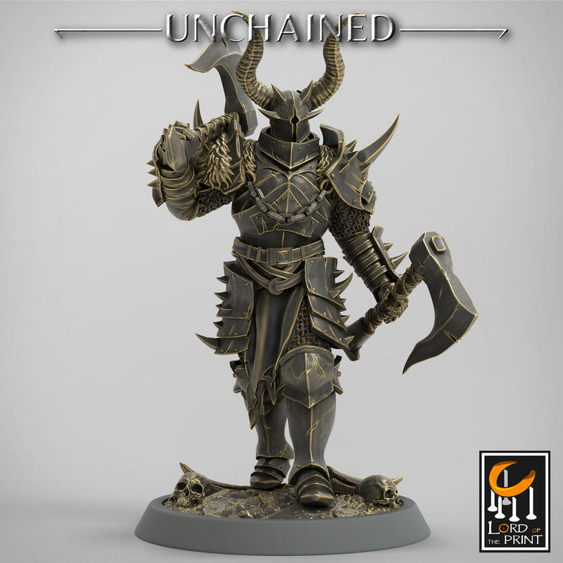 Fighter Dual Axes, Light Soldier, Oathbreaker Paladin, Unpainted Miniature| 28mm, 32mm,54mm,75mm,100mm Scales |Dungeons & Dragons Pathfinder - Only-Games