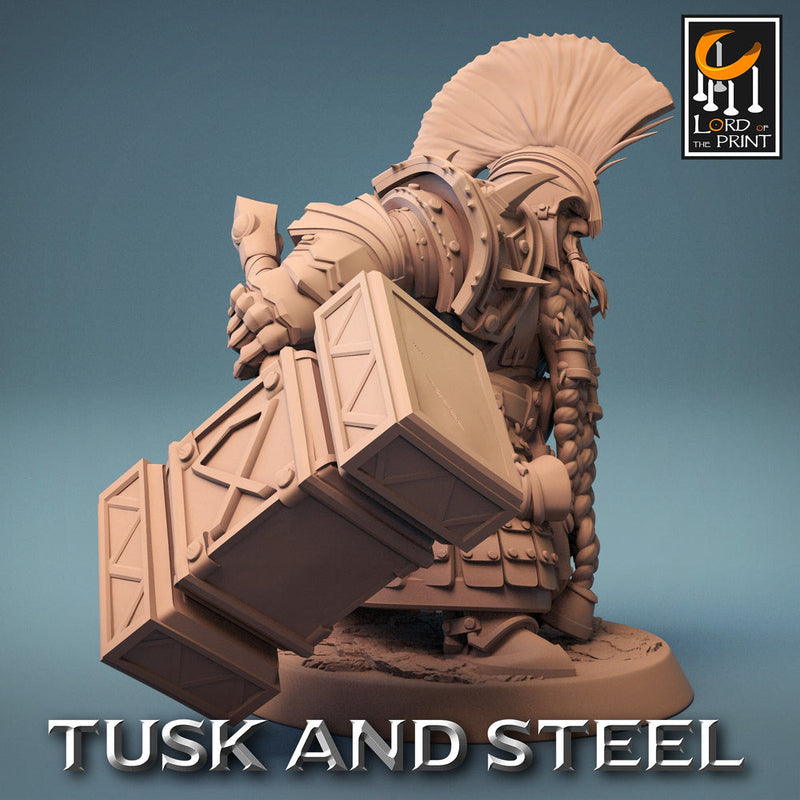 Dwarf Fighter Paladin with Battle Hammer Unpainted | 28mm, 32mm,54mm,75mm,100mm Scales | Dungeons and Dragons Pathfinder Lord of The Print - Only-Games
