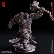 Orc Fighter Shaman Cleric with Battle Hammer | 28mm,32mm,54mm,75mm,100mm Scales | Megaboss Dungeons and Dragons | Pathfinder | Flesh of Gods - Only-Games