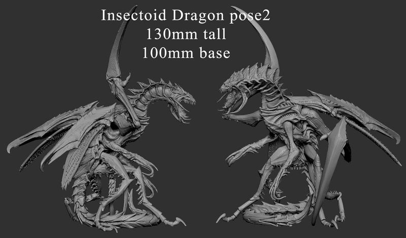 Insectoid Dragon Sci-Fi or D&D miniature | Sizes 50mm,60mm, 75mm,100mm Base Size | Dungeons and Dragons | Pathfinder | Mini Monster Mayhem - Only-Games