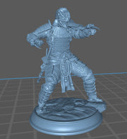 Human Male Samurai Animal Armor Fighter Kensai Miniature | 28mm,32mm,54mm,75mm,100mm Scales | Dungeons and Dragons Pathfinder | DM Stash - Only-Games