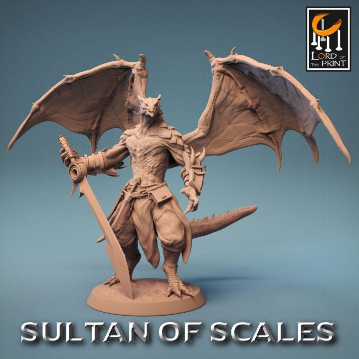 Dragonborn Fighter Ranger Barbarian | 28mm,32mm,54mm,75mm,100mm Scale Resin Mini | Dungeons and Dragons D&D 5e Pathfinder |Lord of the Print - Only-Games