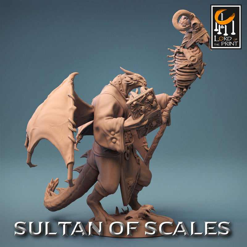 Dragonborn Wizard Necromancer Sorcerer D&D,  Unpainted Miniature | 28mm, 32mm,54mm,75mm,100mm Scales | Dungeons and Dragons | Pathfinder | - Only-Games