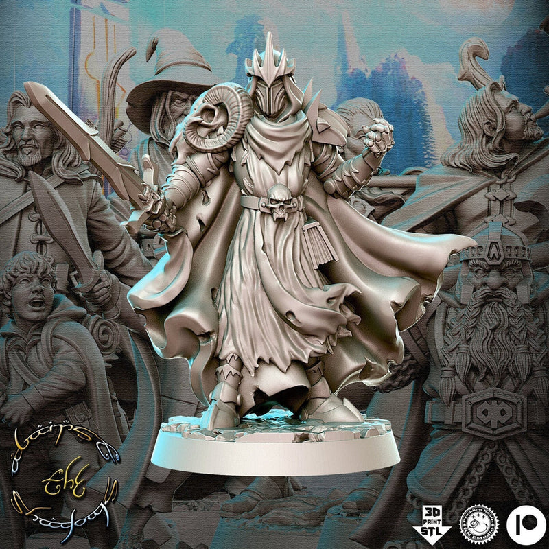 Death Knight, Oathbreaker Paladin, Warlock Hexblade | Unpainted Miniature | 28mm,32mm, 54mm,75mm, 100mm Scales | Pathfinder Figure | DnD | - Only-Games