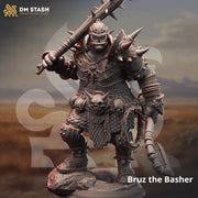 Orc Chief Fighter Barbarian, Half-Orc PC NPC Miniature | 28mm,32mm,54mm,75mm,100mm Scales | Dungeons and Dragons Pathfinder | DM Stash - Only-Games