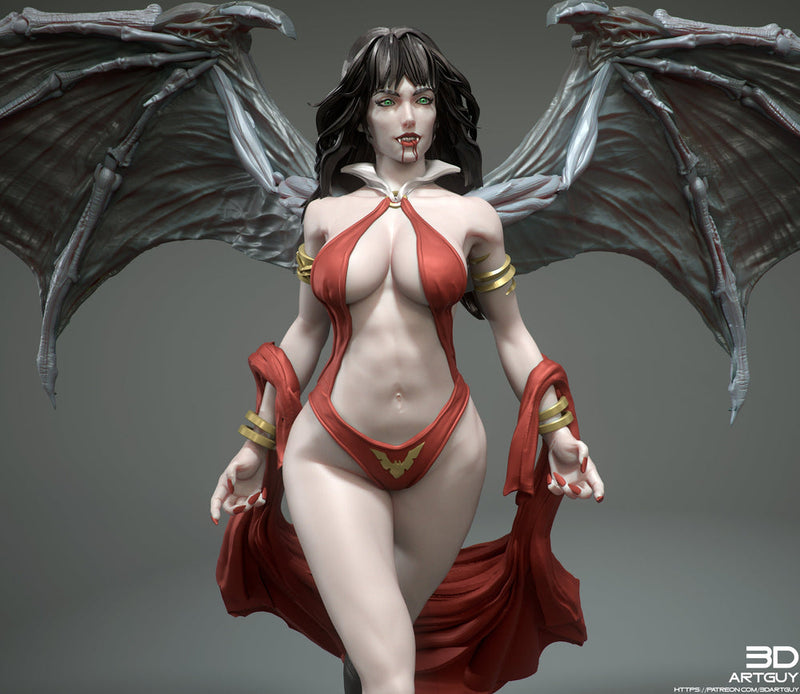Female Vampire Strahd Bride Consort with Wings Pinup | 28mm, 32mm, 50mm,75mm,100mm | Dungeons and Dragons | Pathfinder |3DArtGuy - Only-Games