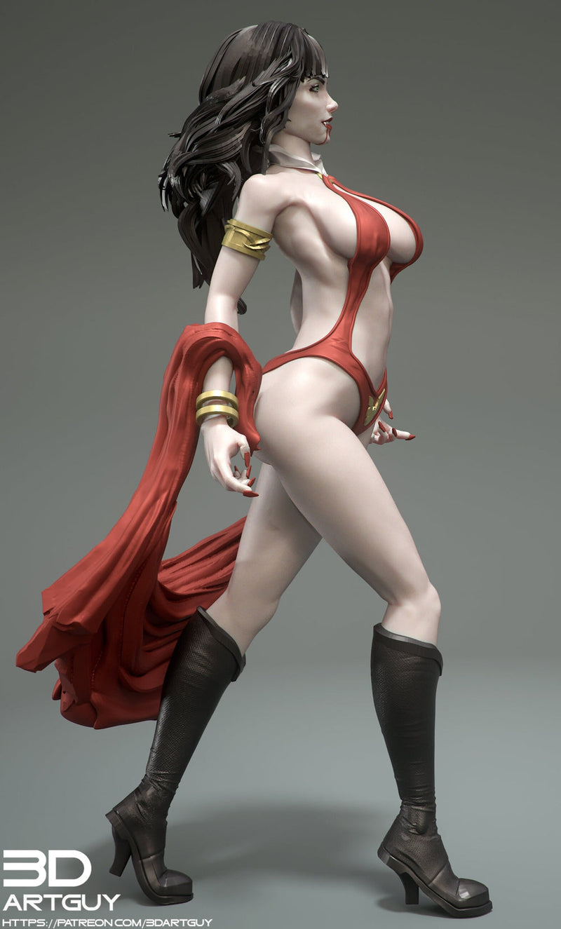 Female Vampire Strahd Bride Consort Pinup UNPAINTED | 28mm, 32mm, 50mm,75mm,100mm | Dungeons and Dragons | Pathfinder |3DArtGuy - Only-Games