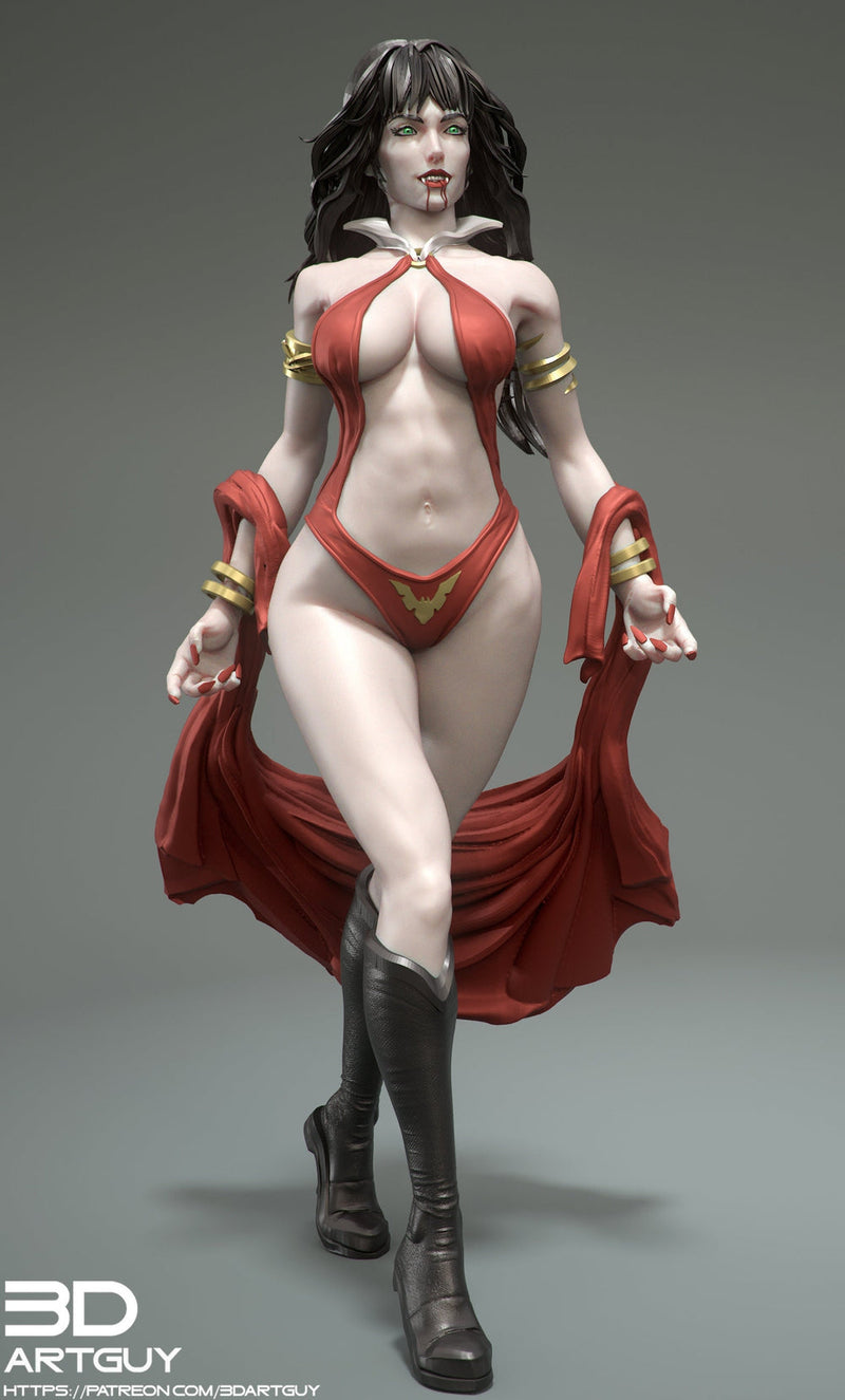 Female Vampire Strahd Bride Consort Pinup UNPAINTED | 28mm, 32mm, 50mm,75mm,100mm | Dungeons and Dragons | Pathfinder |3DArtGuy - Only-Games