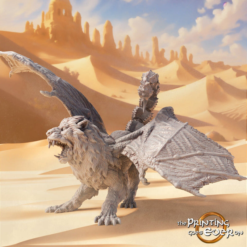 Manticore | Miniature |28mm Scale/32mm Scale/54mm/75mm Scale |Pathfinder Figure | DnD 5E | Figurine unpainted | The Printing Goes Ever On - Only-Games