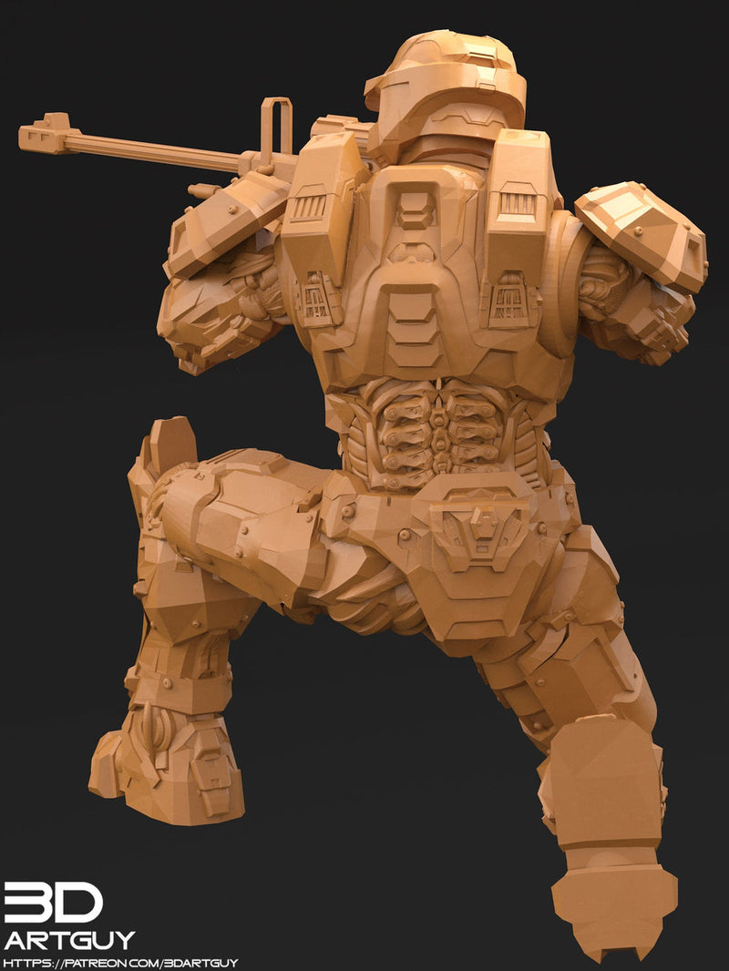 Space Spartan miniature with Sniper | 28mm, 32mm Scales also 50mm and 100mm | Sci-Fi Video Games miniatures | Fan Art | 3Dartguy| - Only-Games