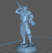 Human Male Barbarian Samurai also w/ Animal Armor | 28mm,32mm,54mm,75mm,100mm Scales Miniature | Dungeons and Dragons Pathfinder | DM Stash - Only-Games