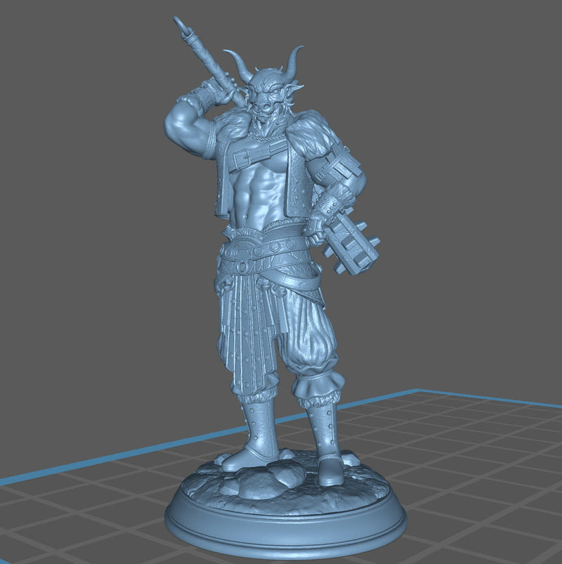 Human Male Barbarian Samurai also w/ Animal Armor | 28mm,32mm,54mm,75mm,100mm Scales Miniature | Dungeons and Dragons Pathfinder | DM Stash - Only-Games