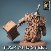 Dwarf Fighter Paladin with Battle Hammer Unpainted | 28mm, 32mm,54mm,75mm,100mm Scales | Dungeons and Dragons Pathfinder Lord of The Print - Only-Games