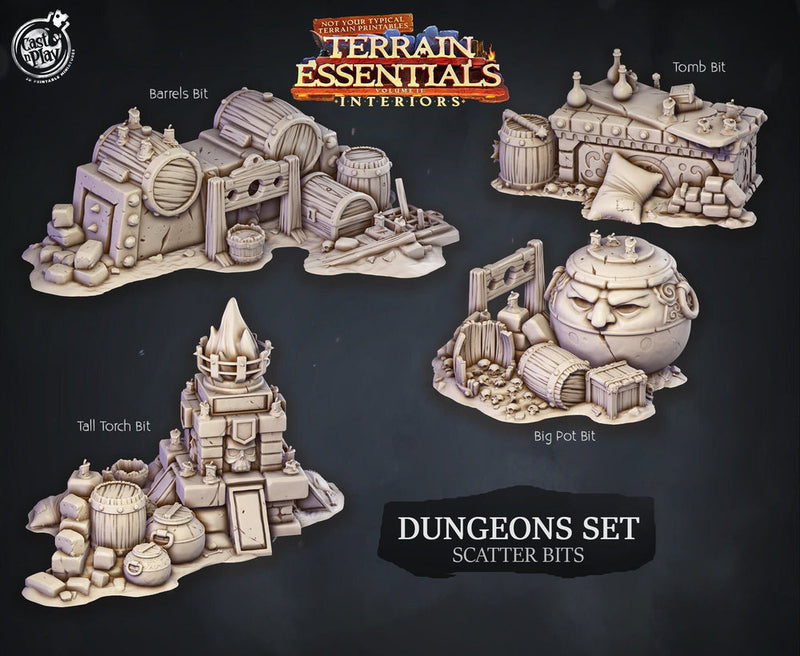 Dungeon Set Scatter Bits Props Terrain | Solid Resin 28mm, 32mm| Dungeons &  Dragons 5e Miniature | Pathfinder RPG Tabletop DnD| - Only-Games
